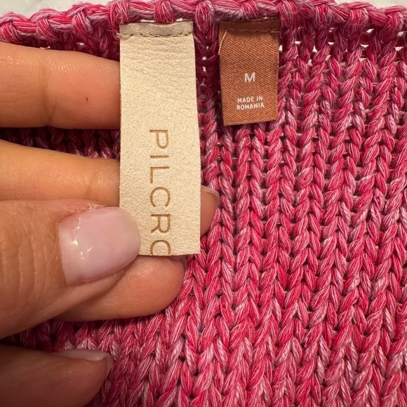 Anthropologie’s Pilcro Crochet Top petal Pink M boho coquette cottagecore H - Picture 4 of 6